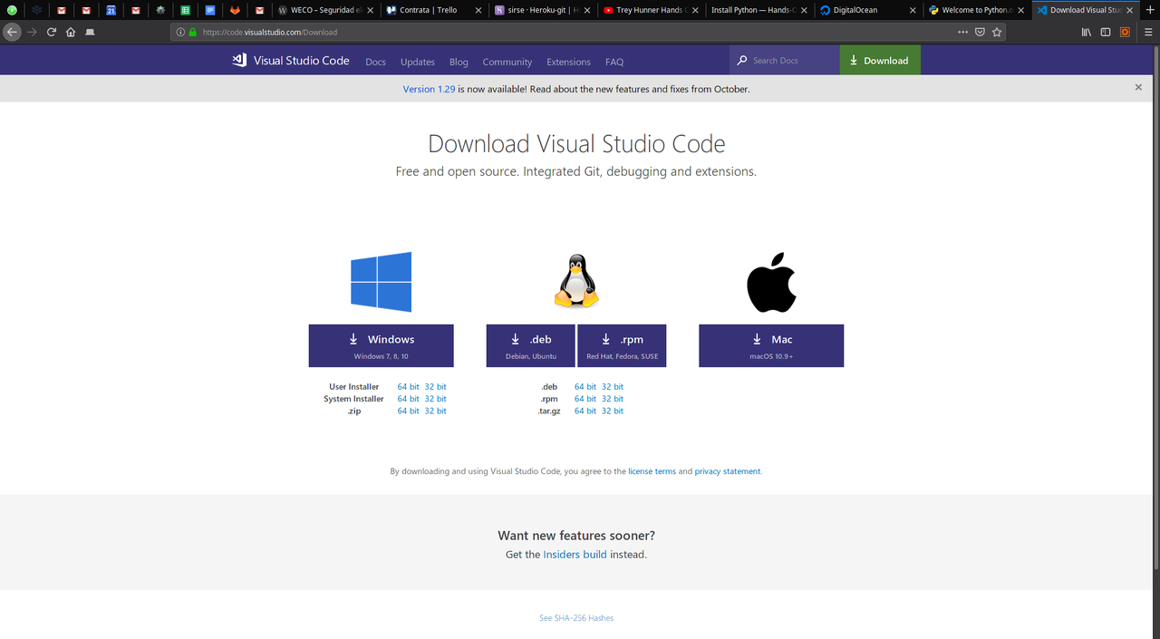 VS Code Download Page